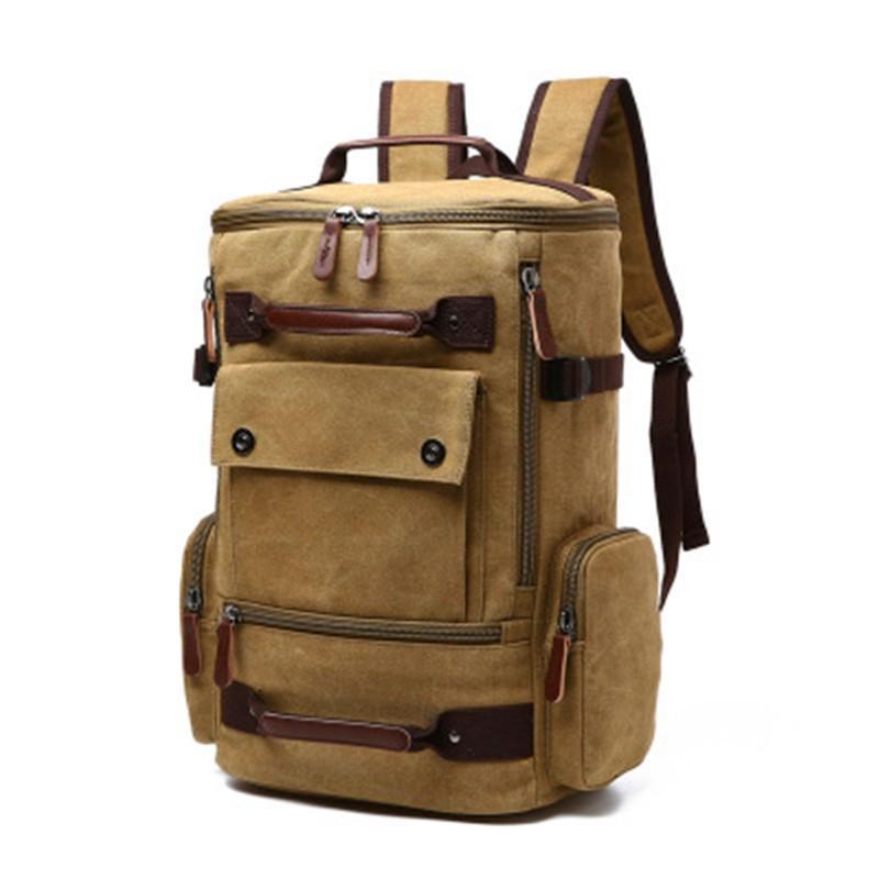 Large Korean Edition Leisure Fashion Backpack in stylish design, featuring multiple pockets and a zipper closure, made from durable polyester cotton.