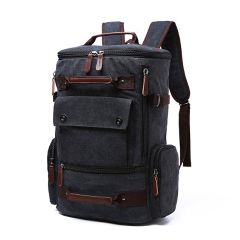 Large Korean Edition Leisure Fashion Backpack in stylish design, featuring multiple pockets and a zipper closure, made from durable polyester cotton.