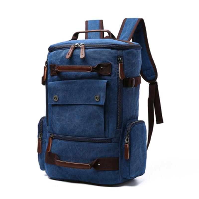 Large Korean Edition Leisure Fashion Backpack in stylish design, featuring multiple pockets and a zipper closure, made from durable polyester cotton.