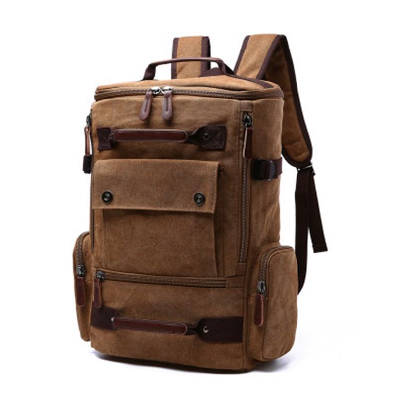 Large Korean Edition Leisure Fashion Backpack in stylish design, featuring multiple pockets and a zipper closure, made from durable polyester cotton.