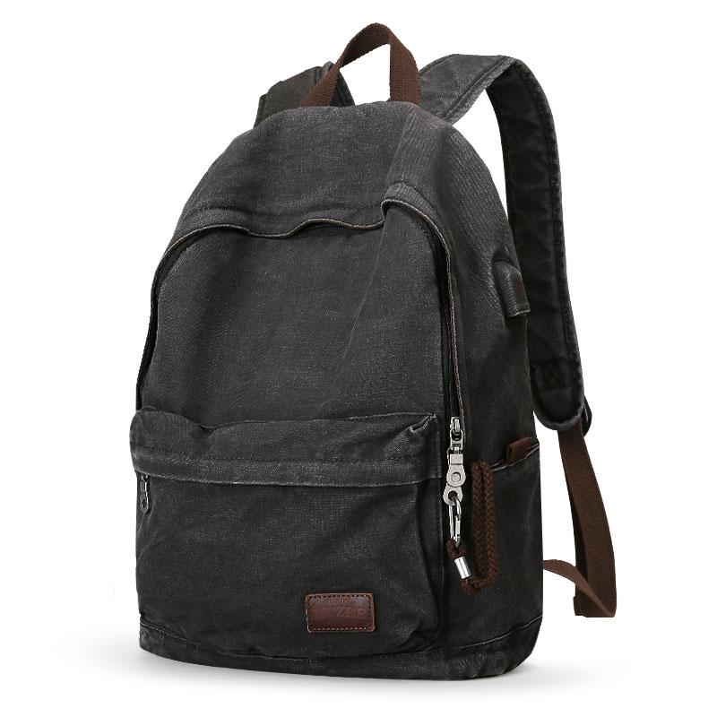 Large Retro Canvas Backpack in vintage style, featuring durable canvas material and spacious compartments for laptops and essentials.