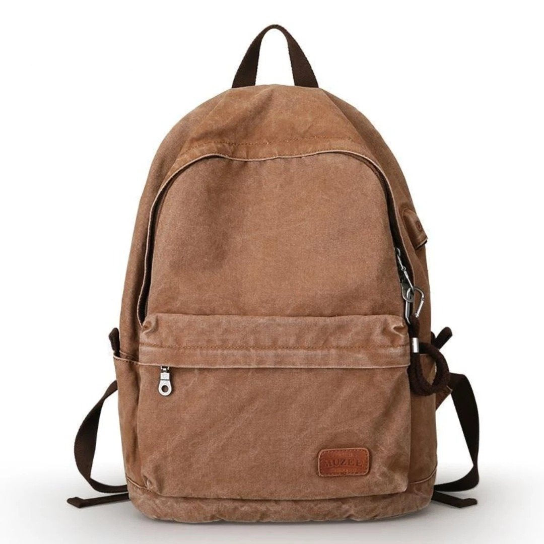 Large Retro Canvas Backpack in vintage style, featuring durable canvas material and spacious compartments for laptops and essentials.