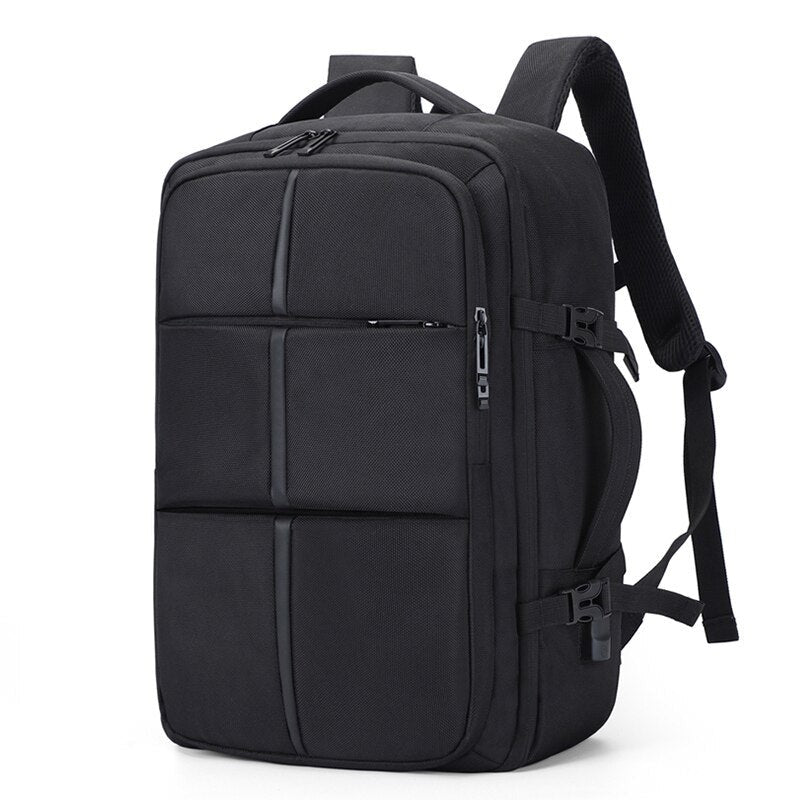 Large-capacity Men's Backpack with USB charging port, made of durable Oxford material, featuring multiple pockets and an air cushion belt for comfort.