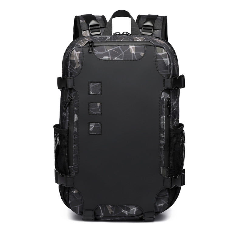 Leisure Sports Waterproof Computer Backpack in black, showcasing its durable Oxford cloth material and spacious design.