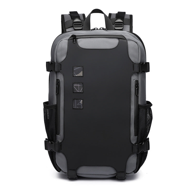 Leisure Sports Waterproof Computer Backpack in black, showcasing its durable Oxford cloth material and spacious design.