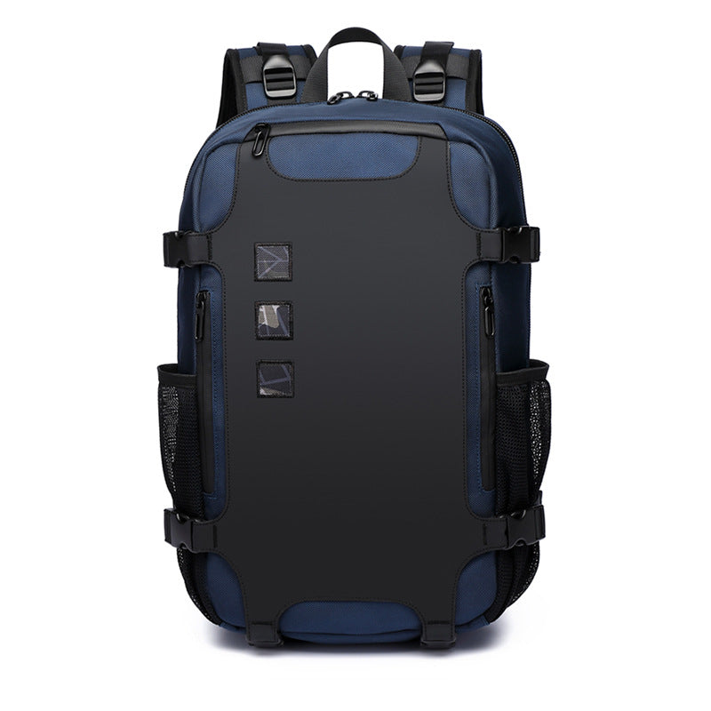 Leisure Sports Waterproof Computer Backpack in black, showcasing its durable Oxford cloth material and spacious design.