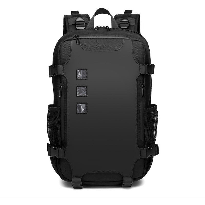 Leisure Sports Waterproof Computer Backpack in black, showcasing its durable Oxford cloth material and spacious design.