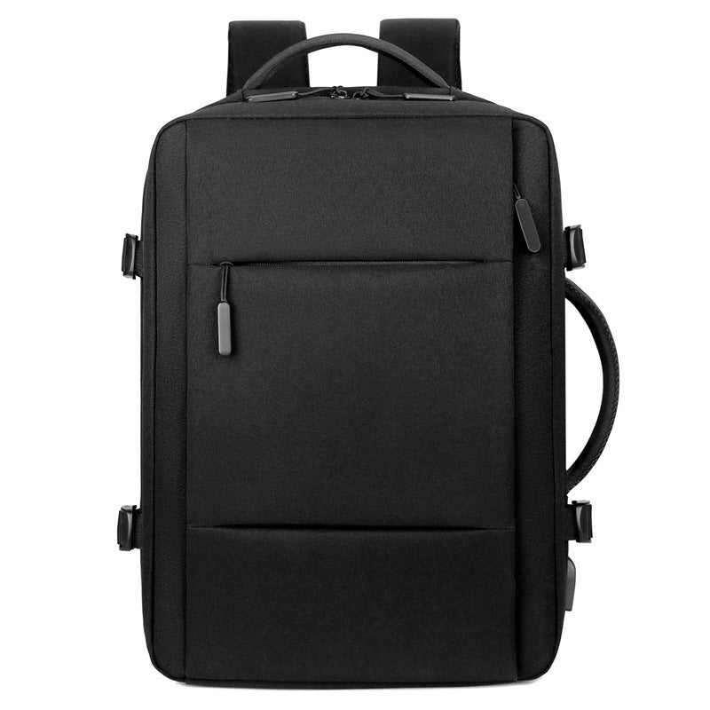 Lightweight Casual Business Laptop Backpack in black, featuring multiple compartments and adjustable straps, suitable for both men and women.