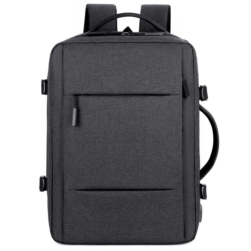 Lightweight Casual Business Laptop Backpack in black, featuring multiple compartments and adjustable straps, suitable for both men and women.