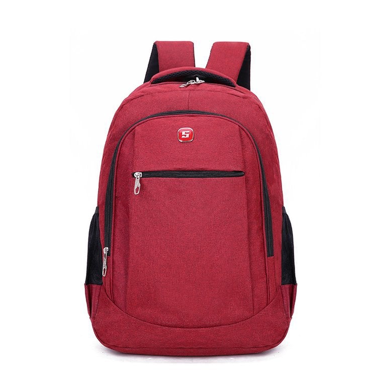 A solid color lightweight backpack suitable for both men and women, made of durable nylon with multiple pockets and a zipper closure.