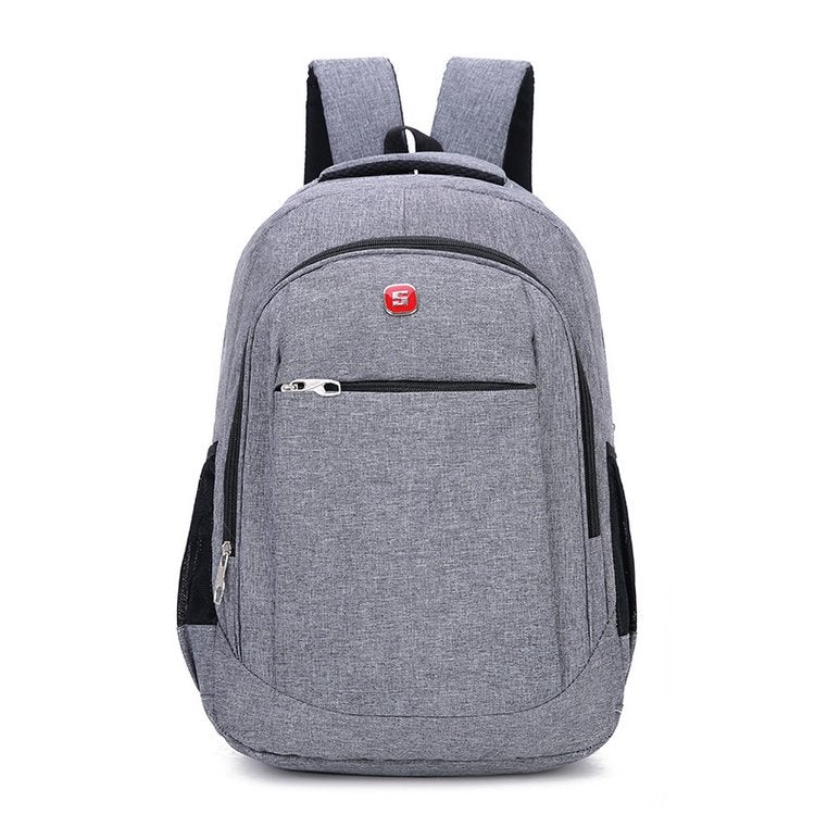 A solid color lightweight backpack suitable for both men and women, made of durable nylon with multiple pockets and a zipper closure.