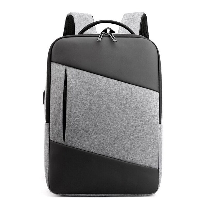 Man Backpack Multifunction USB Charging Bag in black nylon, featuring USB charging port and spacious compartments for laptops and essentials.