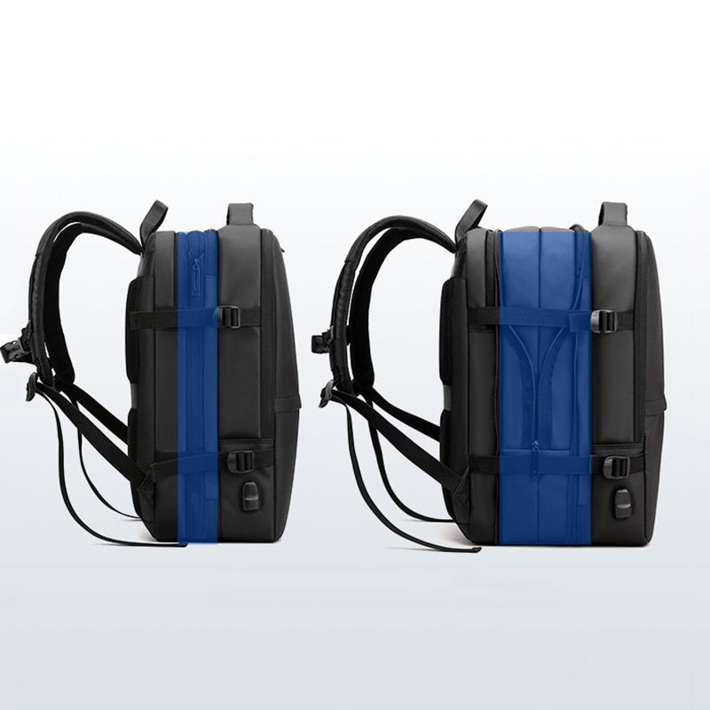 Man's Business Backpack made of high-quality nylon, featuring USB charging port and multiple compartments for organization.