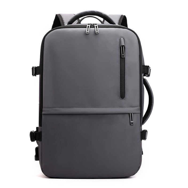 Man's Business Backpack made of high-quality nylon, featuring USB charging port and multiple compartments for organization.