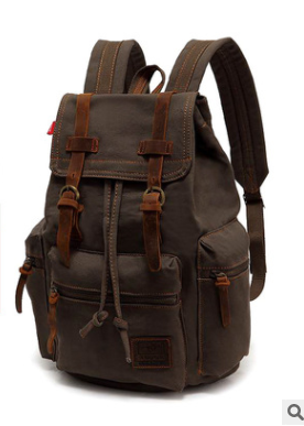 Men's and Women's Canvas Large Capacity Backpack featuring water-resistant PU leather, spacious design, and stylish appearance.