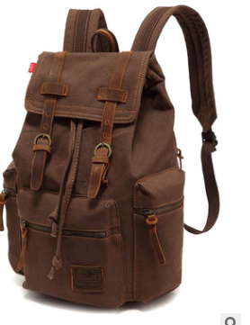 Men's and Women's Canvas Large Capacity Backpack featuring water-resistant PU leather, spacious design, and stylish appearance.