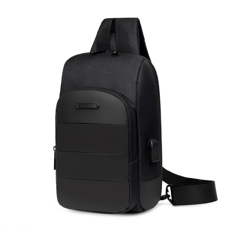 Men's Backpack Business Crossbody Bag made of durable nylon, featuring multiple pockets and a zipper closure, ideal for versatile use.