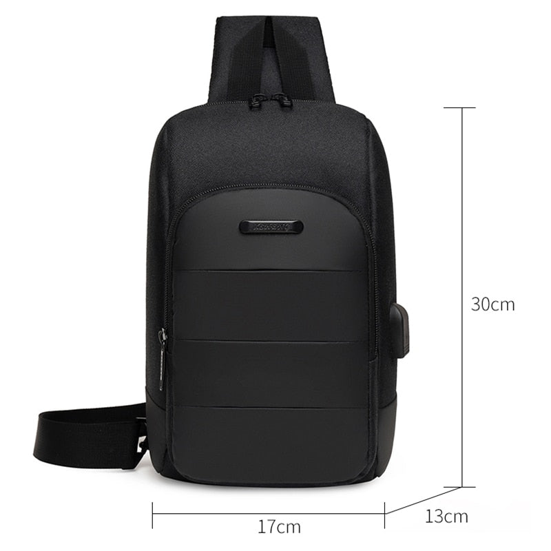 Men's Backpack Business Crossbody Bag made of durable nylon, featuring multiple pockets and a zipper closure, ideal for versatile use.