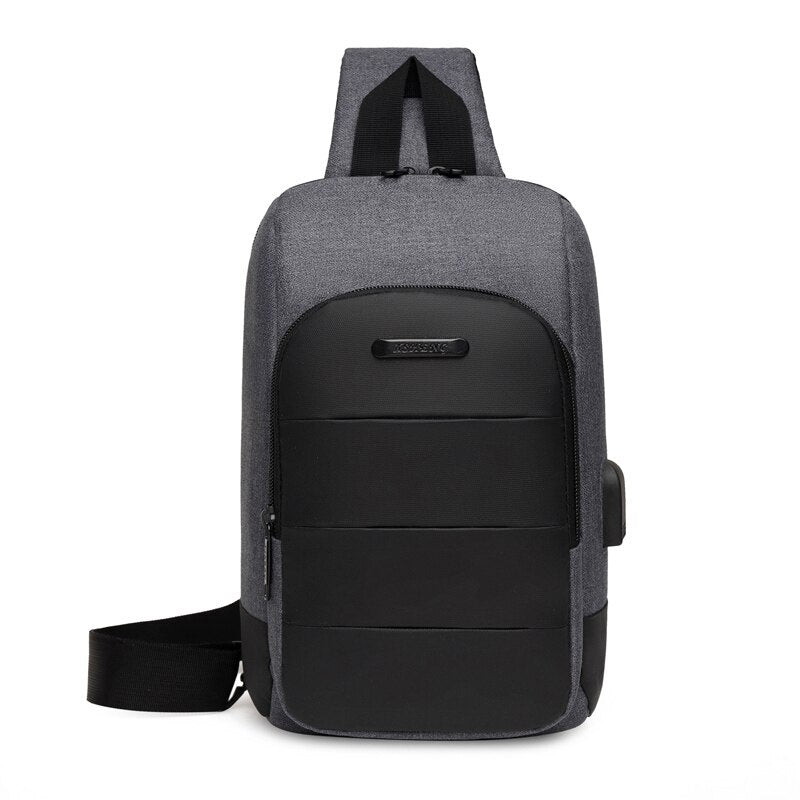 Men's Backpack Business Crossbody Bag made of durable nylon, featuring multiple pockets and a zipper closure, ideal for versatile use.