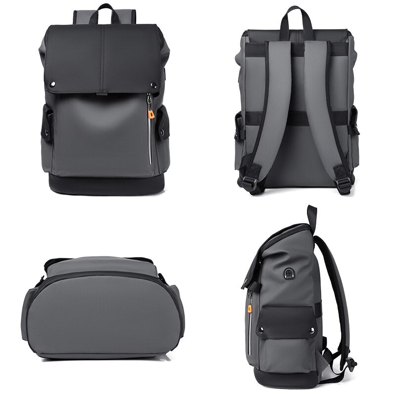 Men's multifunctional backpack made of durable nylon, featuring adjustable straps and multiple pockets for laptops and essentials.