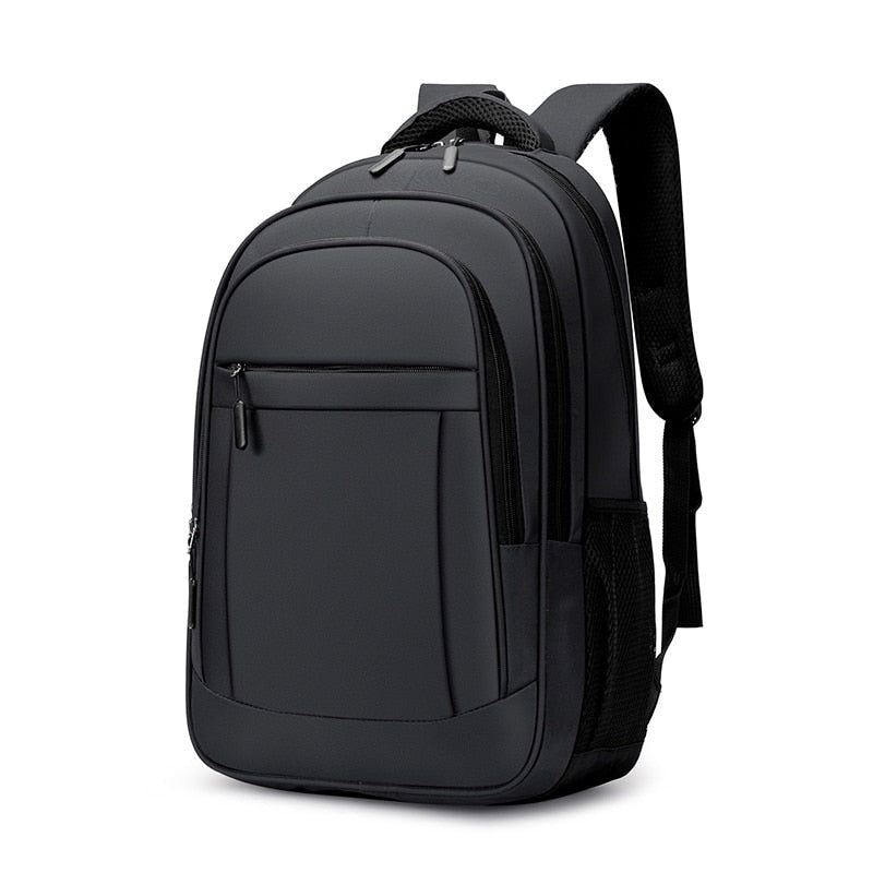 Men's multifunctional nylon backpack designed for carrying laptops up to 15.6 inches, featuring multiple pockets and a comfortable strap system.