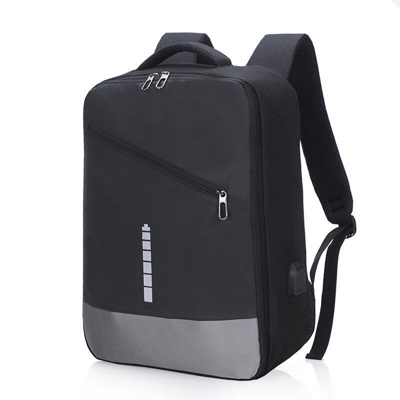 Men's multifunctional backpack with USB charging port, made of durable nylon, featuring multiple pockets and a stylish design.