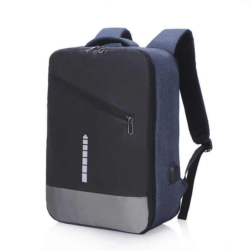 Men's multifunctional backpack with USB charging port, made of durable nylon, featuring multiple pockets and a stylish design.