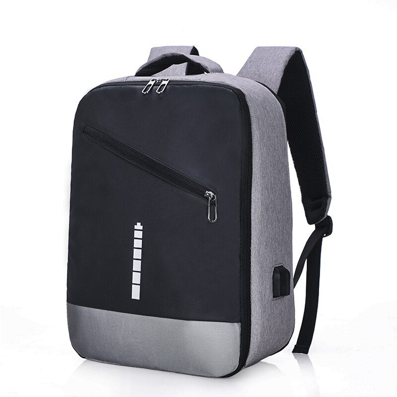 Men's multifunctional backpack with USB charging port, made of durable nylon, featuring multiple pockets and a stylish design.