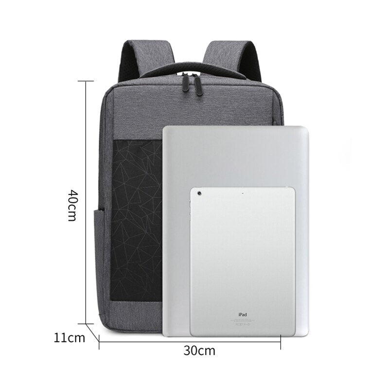 Men's multifunctional backpack with USB charging port, waterproof design, and multiple pockets for organization.