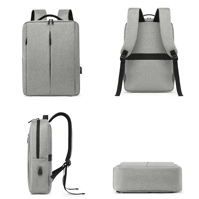 Men's Business Backpack designed for 15.6-inch laptops, featuring multiple pockets and adjustable straps, made from durable nylon material.