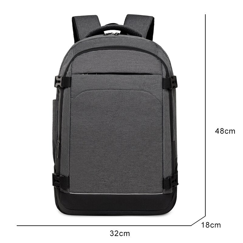 Men's Business Backpack featuring USB charging port, nylon material, and spacious compartments for laptops and essentials.