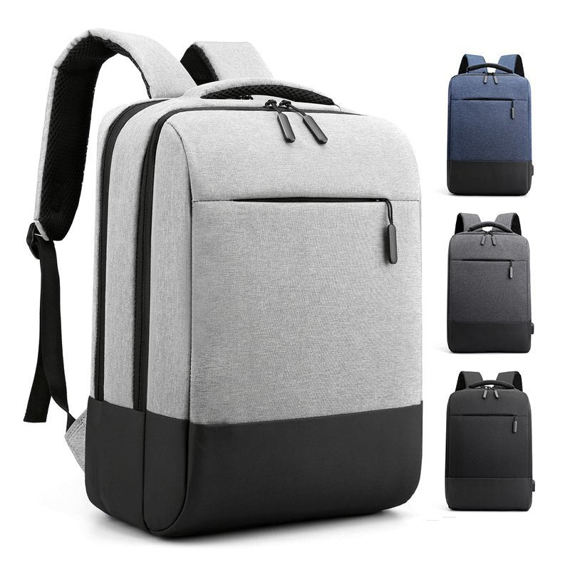 Men's Business Backpack in black nylon with USB charging port, featuring multiple compartments and a stylish design.