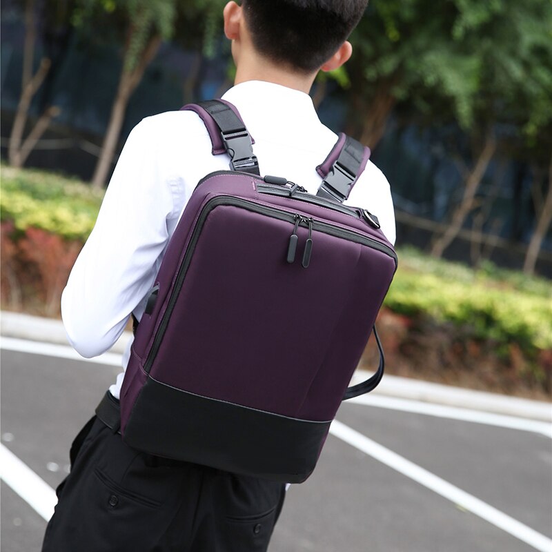 Men's Fashion Business Backpack made of high-quality nylon, featuring multiple compartments and a sleek design, ideal for carrying laptops and essentials.