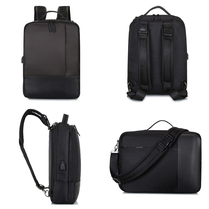 Men's Fashion Business Backpack made of high-quality nylon, featuring multiple compartments and a sleek design, ideal for carrying laptops and essentials.