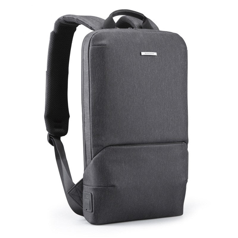 Men's Grey Oxford Cloth Business Multi-function Backpack with multiple pockets and a sleek design, perfect for commuting.