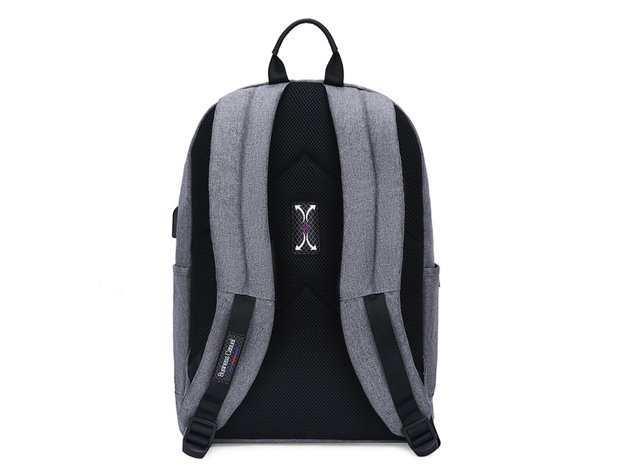 Men's Multi-function Backpack featuring a USB charging port, made of durable polyester, designed to hold a 15.6-inch laptop.