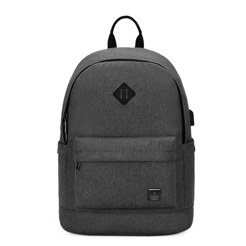 Men's Multi-function Backpack featuring a USB charging port, made of durable polyester, designed to hold a 15.6-inch laptop.