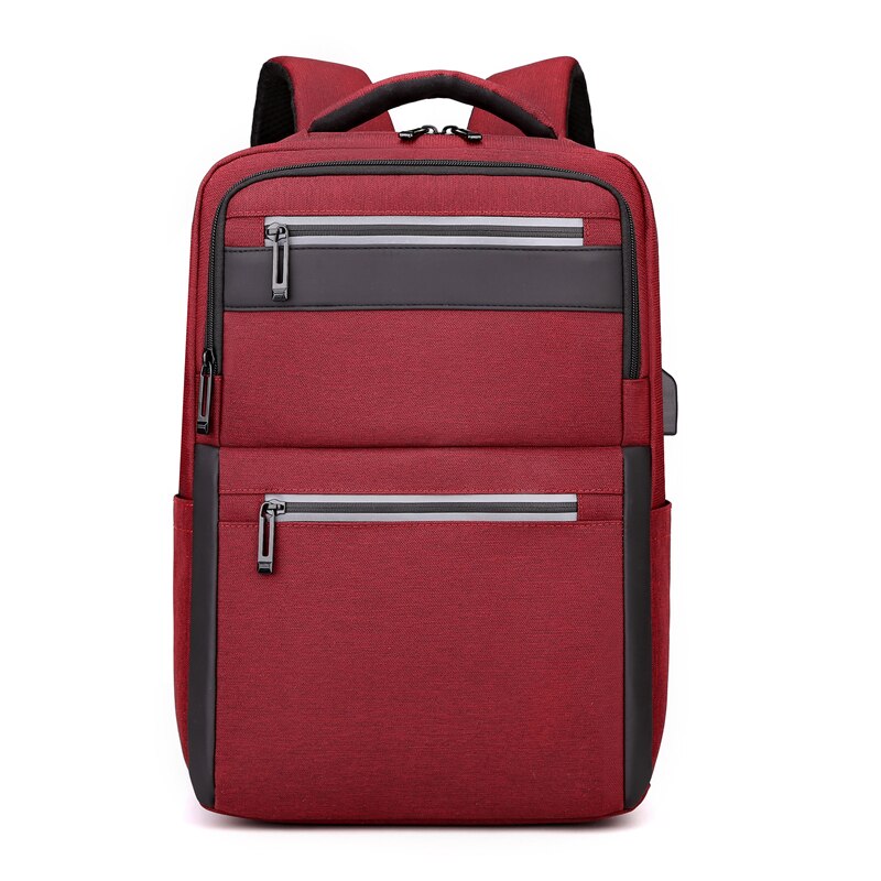 Mens Multifunctional Waterproof Backpack featuring USB charging port, made of durable nylon with multiple pockets and a sleek design.