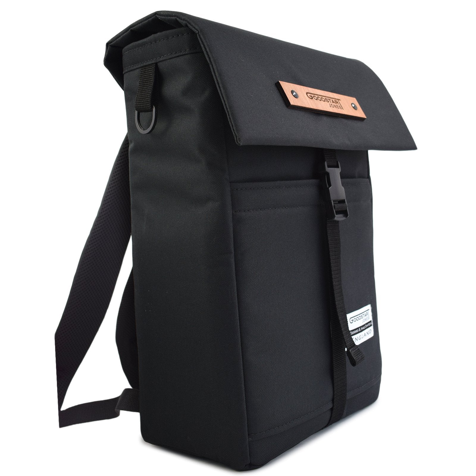 MERCHANT Backpack in black, showcasing its stylish roll-top design and durable construction, perfect for daily use.