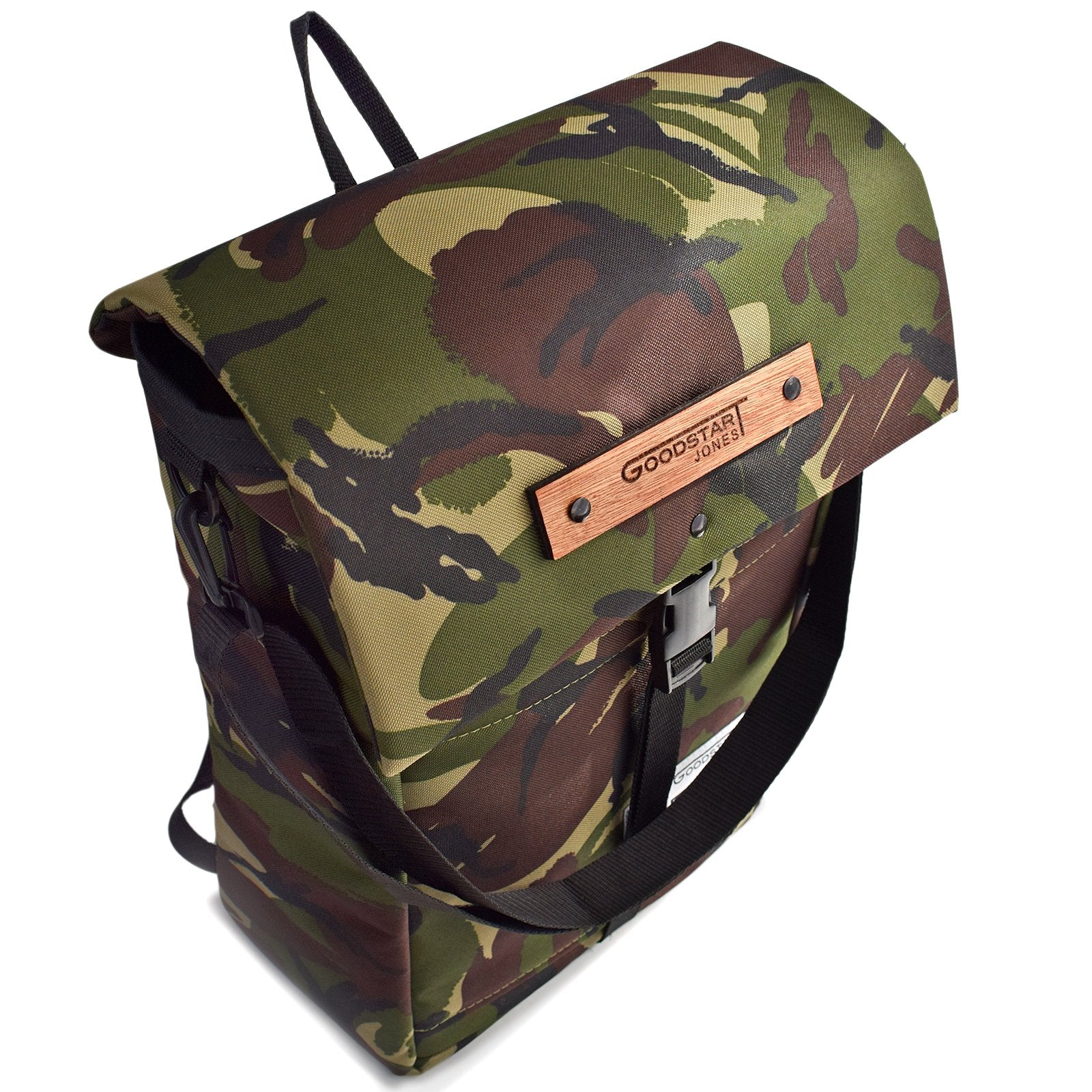 MERCHANT Backpack in CAMO featuring a stylish roll-top design, durable fabric, and multiple compartments for organization.