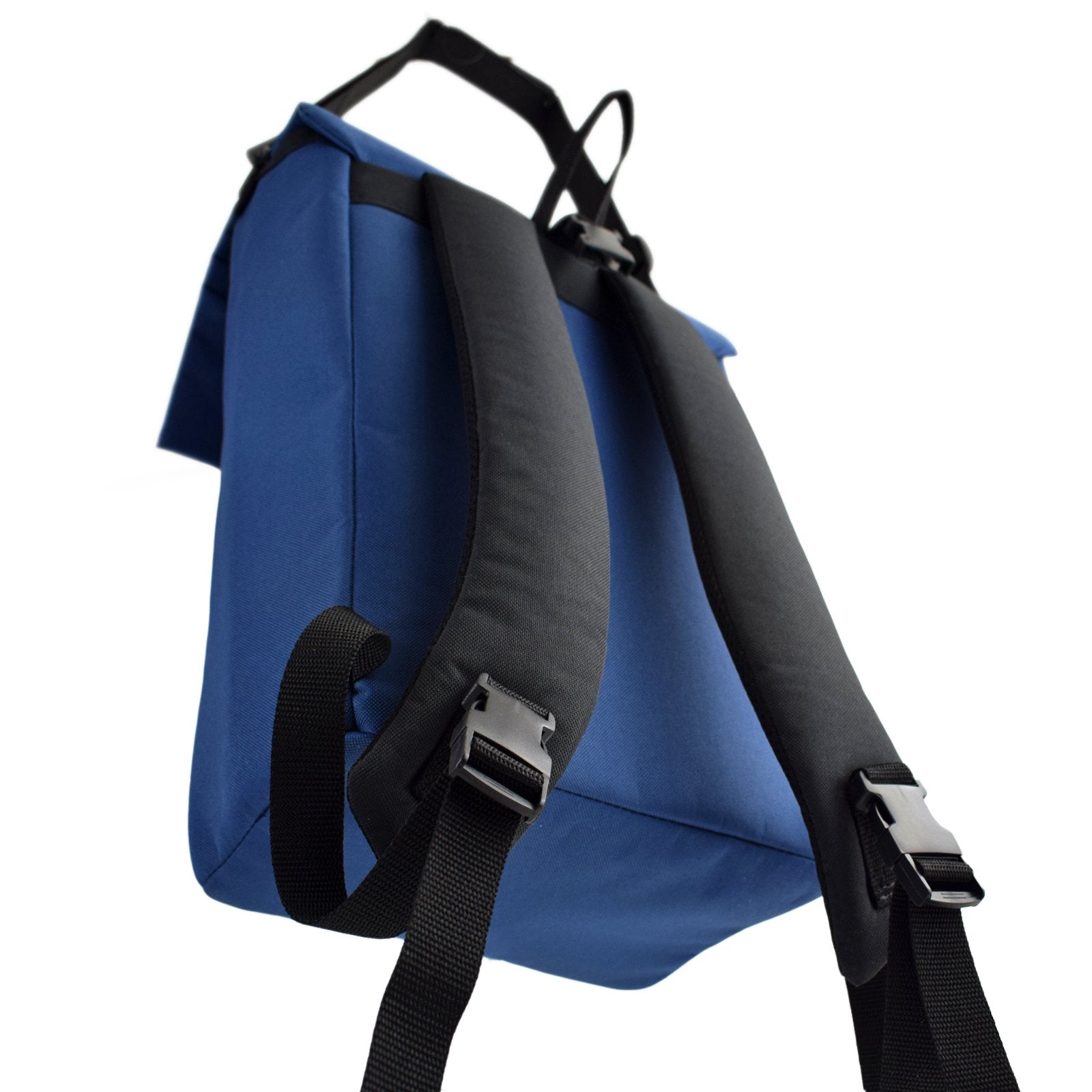 MERCHANT Backpack in Navy Blue showcasing its roll-top design and stylish appearance.