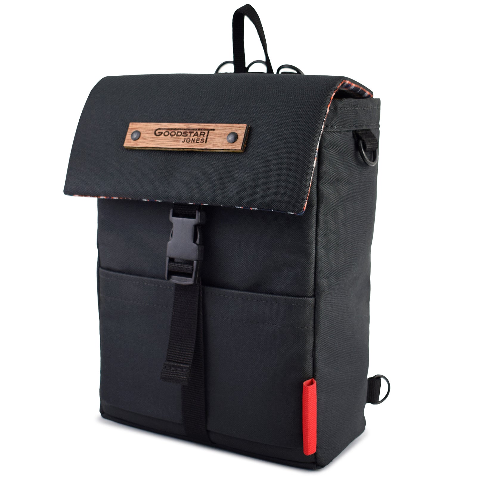 Mini Merchant Backpack in BLACK, showcasing its sleek design and multifunctional features, perfect for daily use.