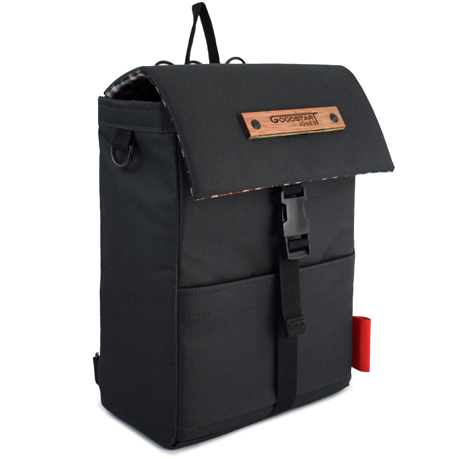 Mini Merchant Backpack in BLACK, showcasing its sleek design and multifunctional features, perfect for daily use.