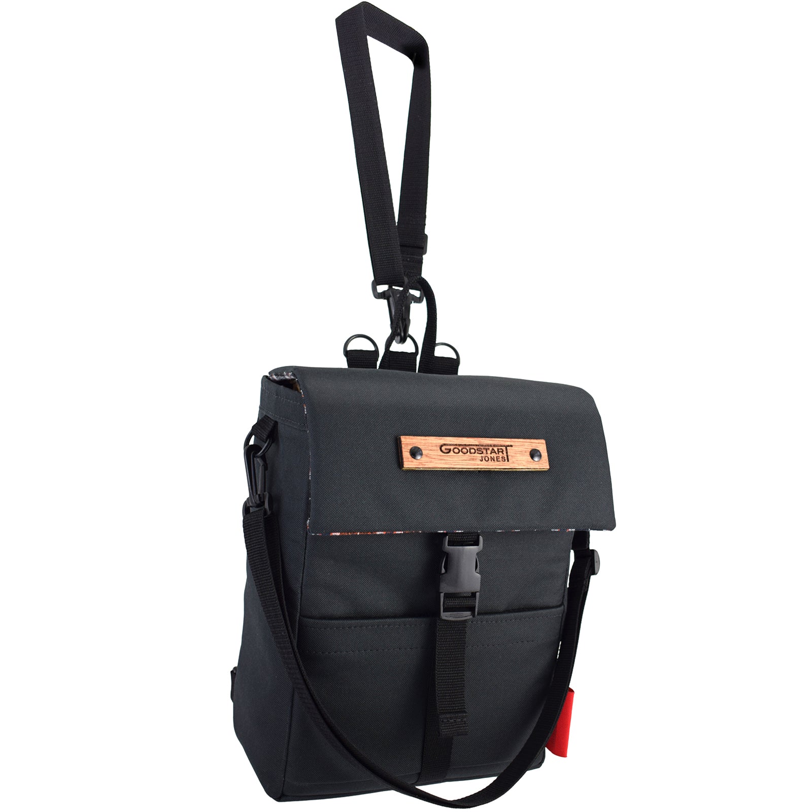 Mini Merchant Backpack in BLACK, showcasing its sleek design and multifunctional features, perfect for daily use.