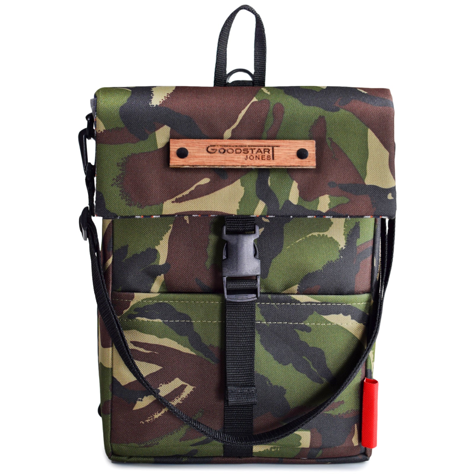 Mini Merchant Backpack in CAMO featuring a stylish camo pattern, adjustable straps, and multiple compartments for versatile use.