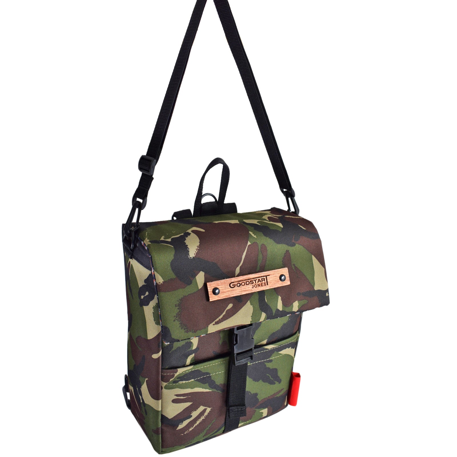 Mini Merchant Backpack in CAMO featuring a stylish camo pattern, adjustable straps, and multiple compartments for versatile use.