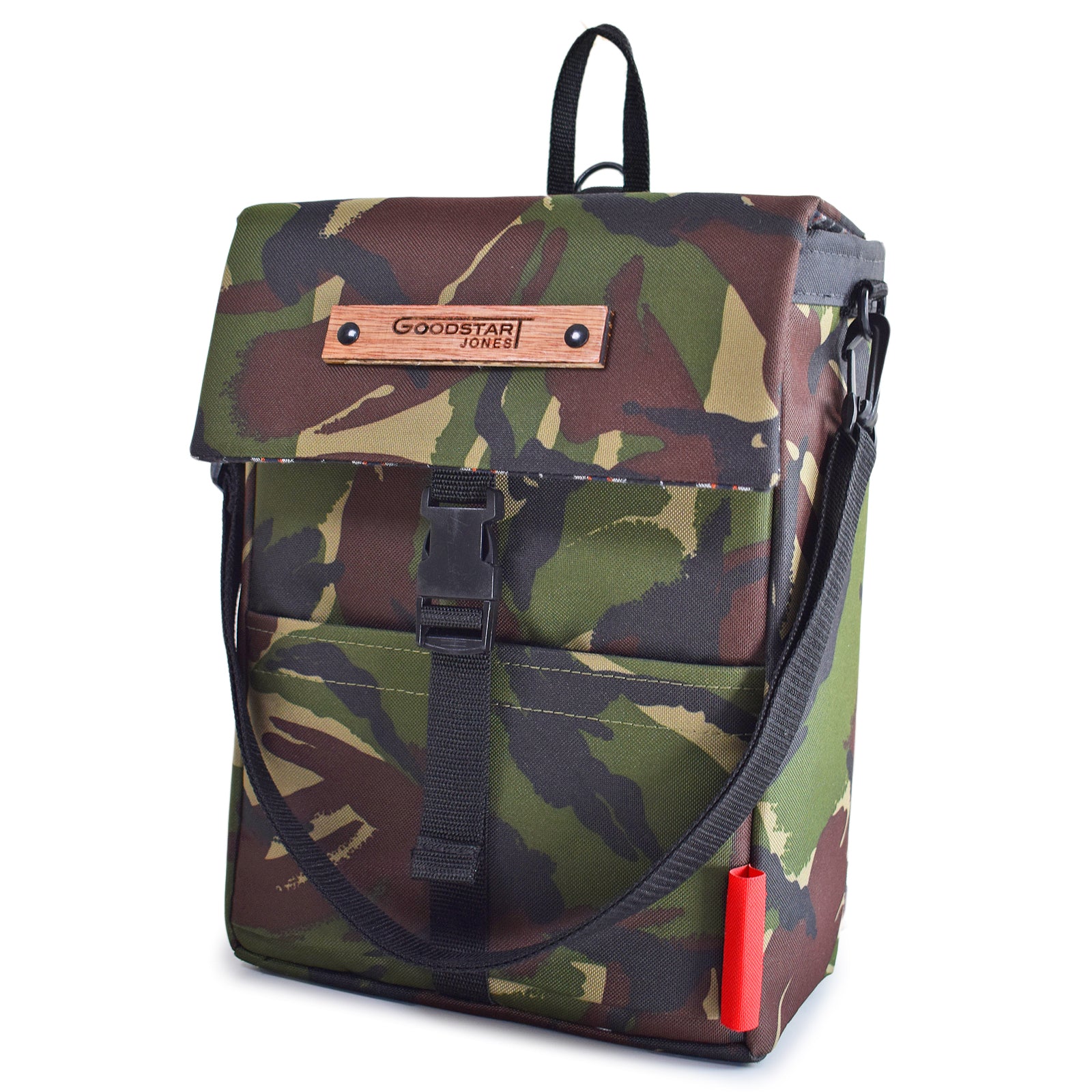 Mini Merchant Backpack in CAMO featuring a stylish camo pattern, adjustable straps, and multiple compartments for versatile use.