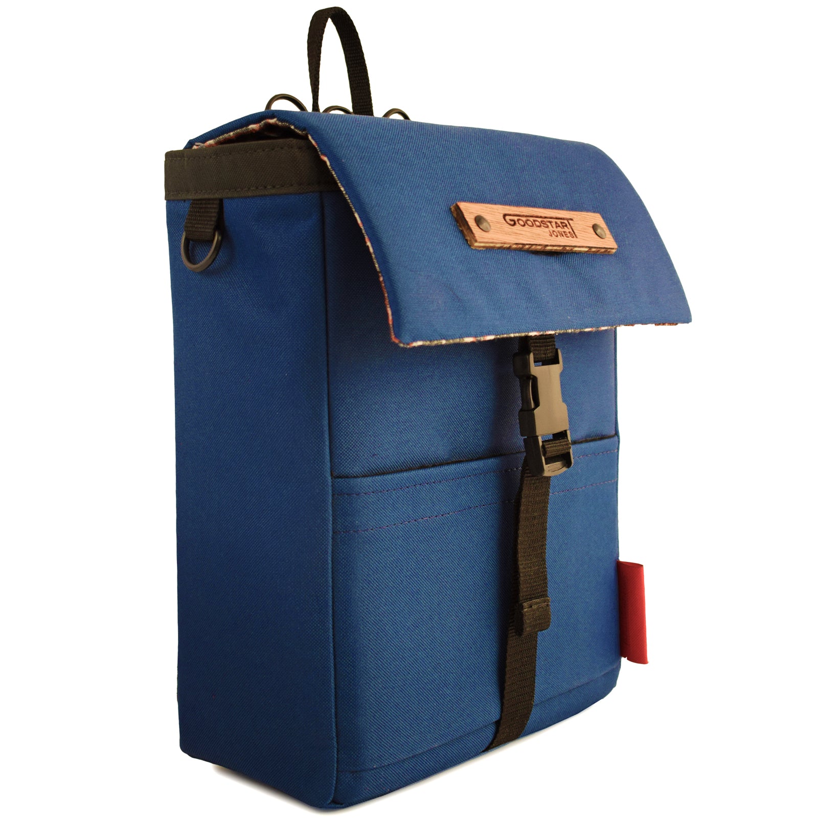 Mini Merchant Backpack in Navy Blue, showcasing its stylish design and multifunctional features.