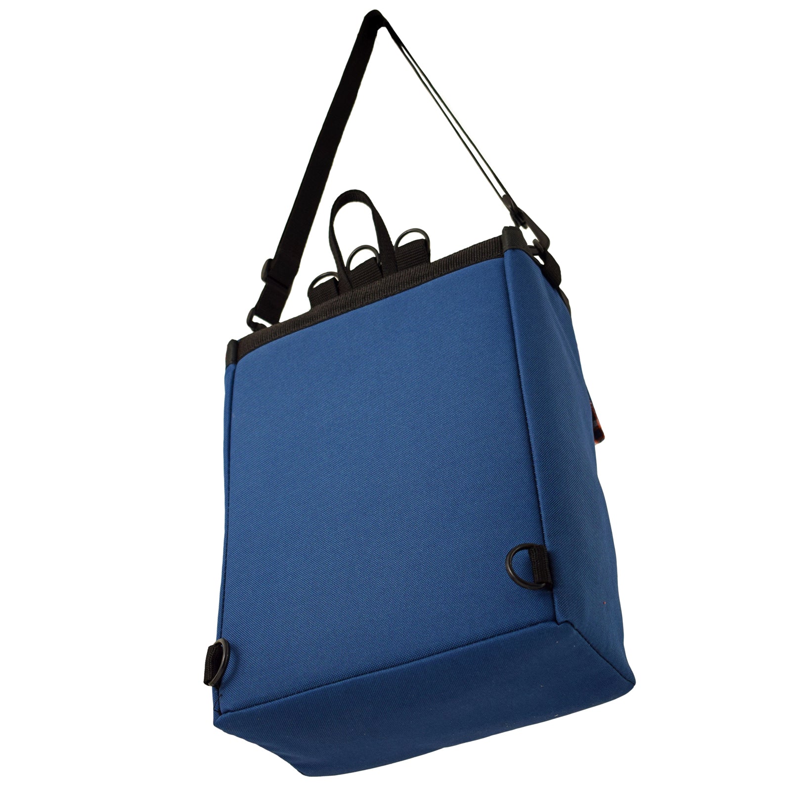 Mini Merchant Backpack in Navy Blue, showcasing its stylish design and multifunctional features.