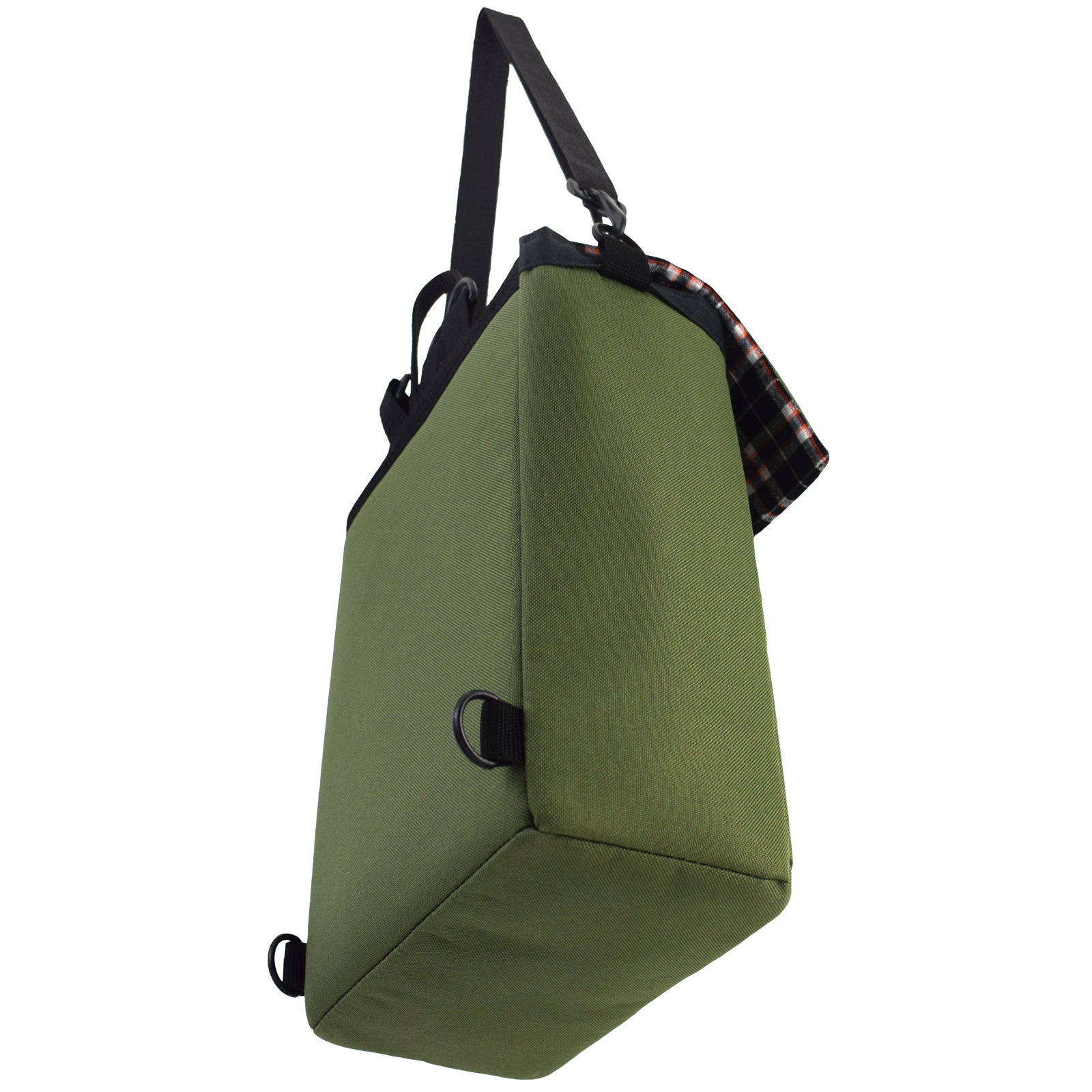 Mini Merchant Backpack in Olive Green, showcasing its multifunctional design and stylish appearance.